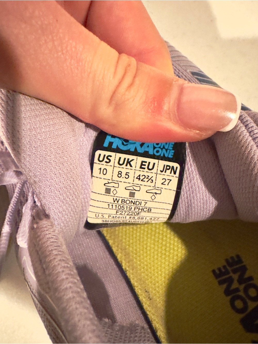 Hoka One One Bondi 7 Lace Up Cushioned Running Shoes Purple Size 10 - Picture 8 of 8